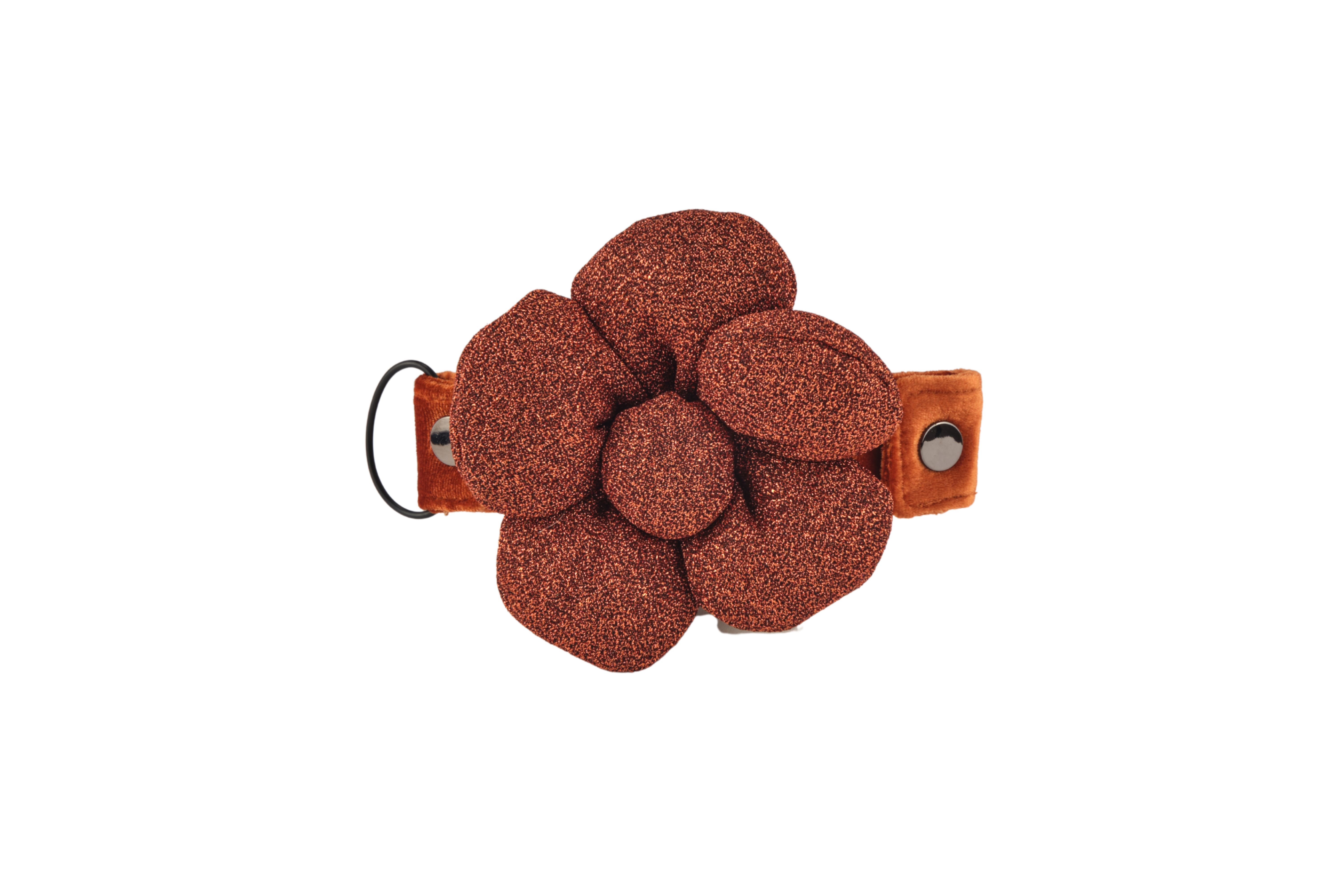 Manico Five01 e Zaino: velluto ruggine FIORE PUFFOSO LAMINATO Bronzo