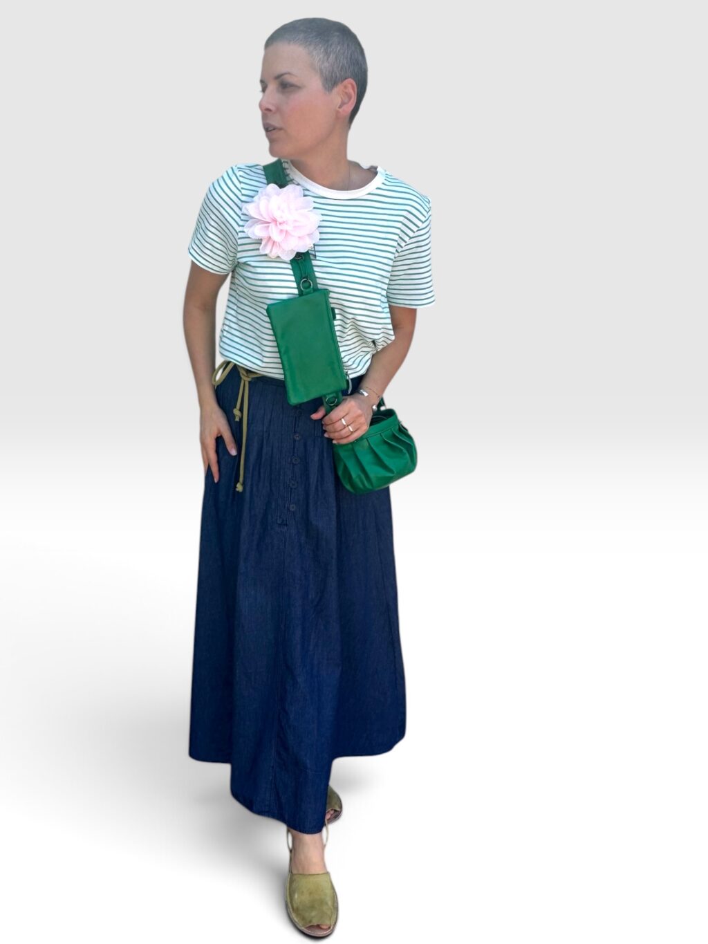 Composit Five01 pelle verde+ phone pelle verde+ purse flower rosa sugar pink