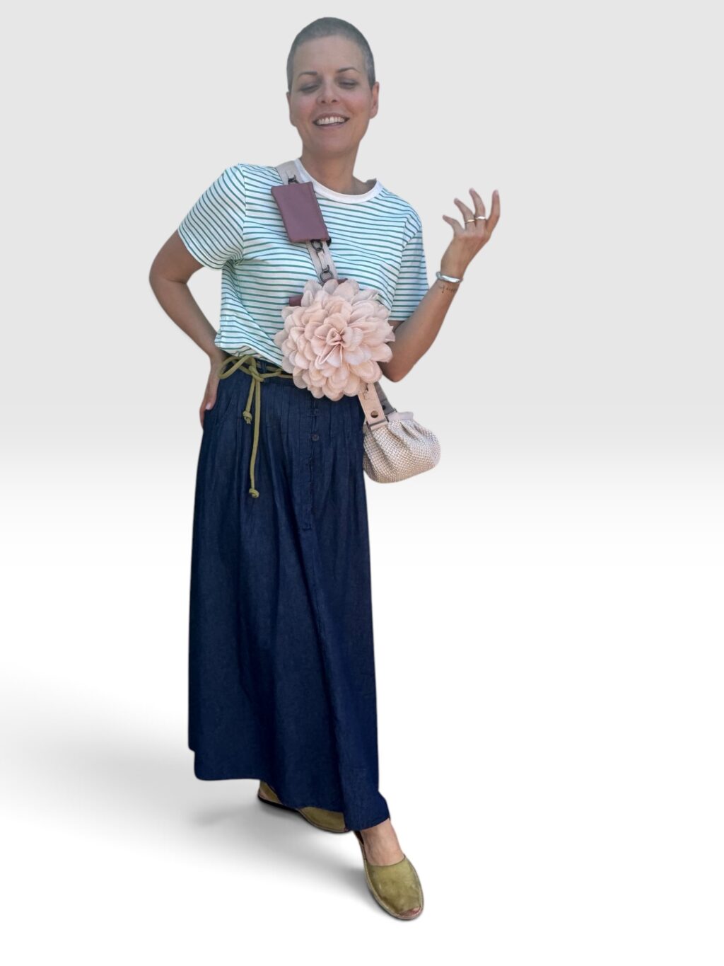Composit Five01 rafia naturale+ phone bag maxy flower rosa antico+ purse nylon rosa