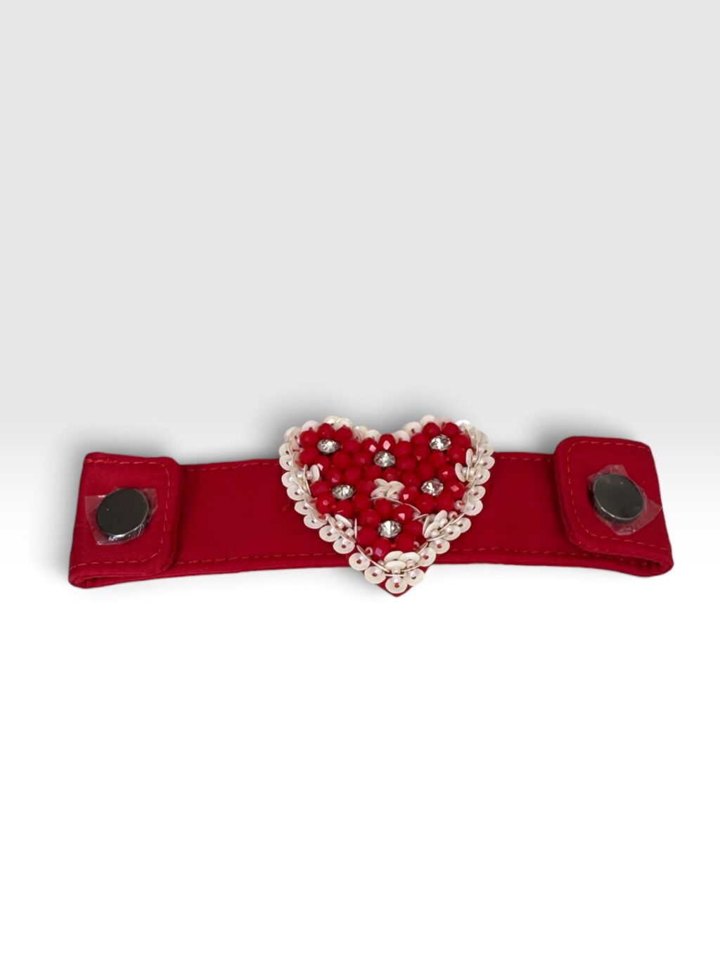 Manico Five01 e Zaino: nylon rosso con cuore paillettes